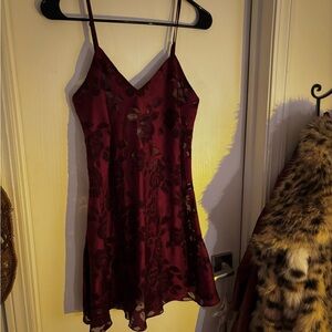 Vintage Victoria's Secret Burgundy Floral Slip Dress